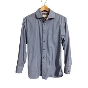 Ted Baker Silm Blue Check Tailored Button Down Dress Shirt 15.5